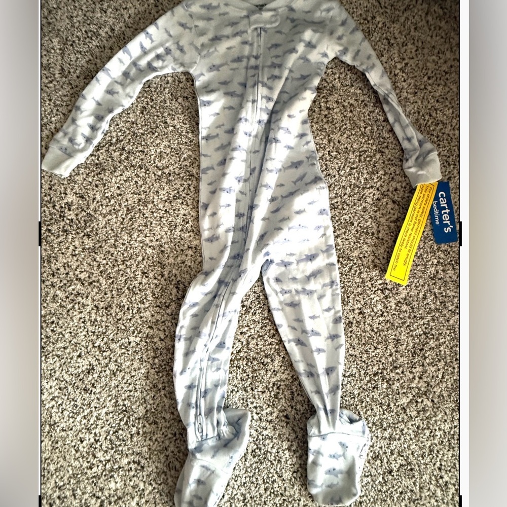 Carter's Baby Boy 1-Piece Shark Print Snug Fit Footie Pajama 24 Month NWT